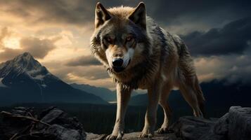 ai gegenereerd wolf hoog kwaliteit beeld foto