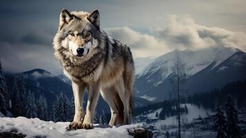 ai gegenereerd wolf hoog kwaliteit beeld foto