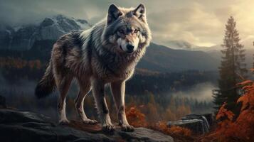 ai gegenereerd wolf hoog kwaliteit beeld foto