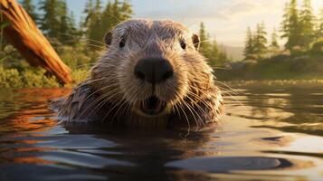 ai gegenereerd bever hoog kwaliteit beeld foto