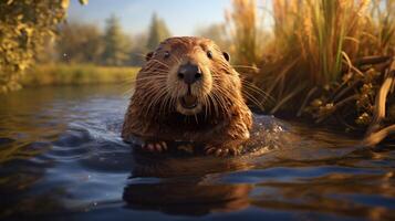 ai gegenereerd bever hoog kwaliteit beeld foto