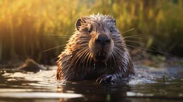 ai gegenereerd bever hoog kwaliteit beeld foto