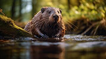 ai gegenereerd bever hoog kwaliteit beeld foto