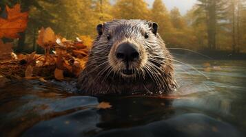 ai gegenereerd bever hoog kwaliteit beeld foto