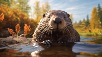 ai gegenereerd bever hoog kwaliteit beeld foto