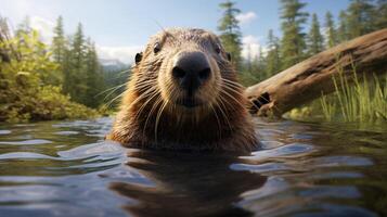 ai gegenereerd bever hoog kwaliteit beeld foto