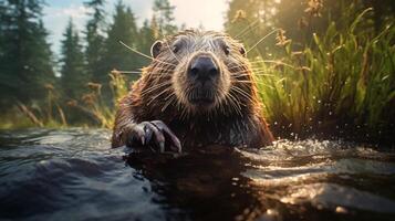 ai gegenereerd bever hoog kwaliteit beeld foto