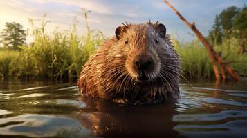 ai gegenereerd bever hoog kwaliteit beeld foto