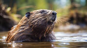 ai gegenereerd bever hoog kwaliteit beeld foto