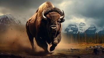 ai gegenereerd bizon hoog kwaliteit beeld foto