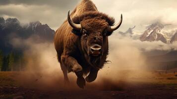ai gegenereerd bizon hoog kwaliteit beeld foto