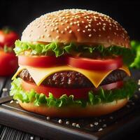 ai gegenereerd hamburger voorraad afbeeldingen en achtergrond vrij downloaden foto