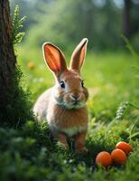 ai gegenereerd konijn in de tuin foto