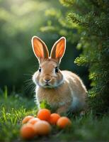 ai gegenereerd konijn in de tuin foto