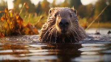 ai gegenereerd bever hoog kwaliteit beeld foto