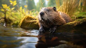 ai gegenereerd bever hoog kwaliteit beeld foto