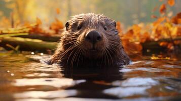 ai gegenereerd bever hoog kwaliteit beeld foto