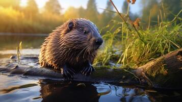 ai gegenereerd bever hoog kwaliteit beeld foto