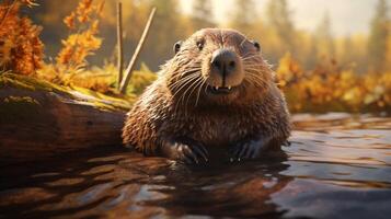 ai gegenereerd bever hoog kwaliteit beeld foto