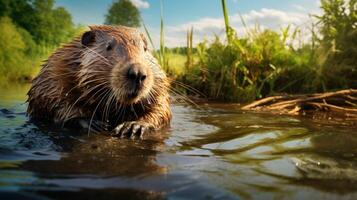 ai gegenereerd bever hoog kwaliteit beeld foto