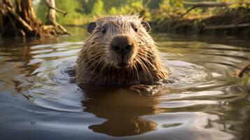 ai gegenereerd bever hoog kwaliteit beeld foto