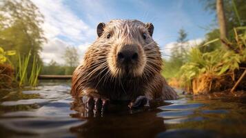 ai gegenereerd bever hoog kwaliteit beeld foto