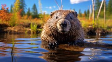 ai gegenereerd bever hoog kwaliteit beeld foto