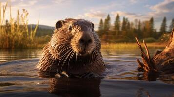 ai gegenereerd bever hoog kwaliteit beeld foto