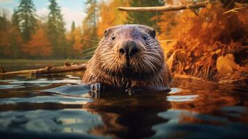 ai gegenereerd bever hoog kwaliteit beeld foto