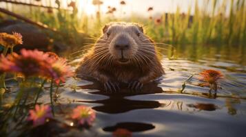 ai gegenereerd bever hoog kwaliteit beeld foto