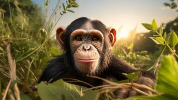 ai gegenereerd chimpansee hoog kwaliteit beeld foto