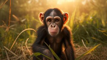 ai gegenereerd chimpansee hoog kwaliteit beeld foto