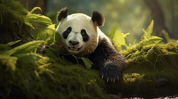 ai gegenereerd reusachtig panda hoog kwaliteit beeld foto