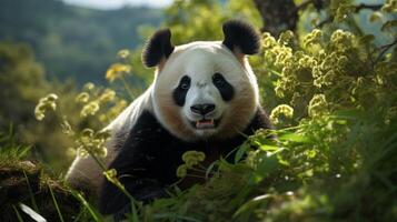 ai gegenereerd reusachtig panda hoog kwaliteit beeld foto