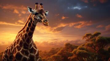 ai gegenereerd giraffe hoog kwaliteit beeld foto