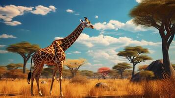 ai gegenereerd giraffe hoog kwaliteit beeld foto