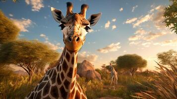 ai gegenereerd giraffe hoog kwaliteit beeld foto