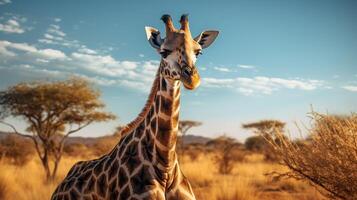 ai gegenereerd giraffe hoog kwaliteit beeld foto