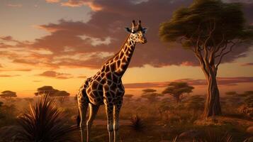 ai gegenereerd giraffe hoog kwaliteit beeld foto