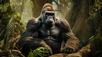 ai gegenereerd gorilla hoog kwaliteit beeld foto