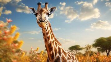 ai gegenereerd giraffe hoog kwaliteit beeld foto