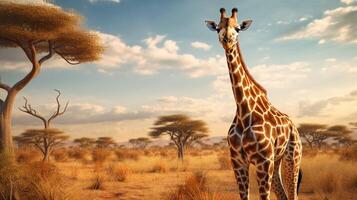 ai gegenereerd giraffe hoog kwaliteit beeld foto