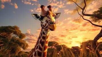 ai gegenereerd giraffe hoog kwaliteit beeld foto