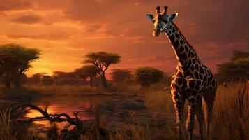 ai gegenereerd giraffe hoog kwaliteit beeld foto