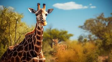 ai gegenereerd giraffe hoog kwaliteit beeld foto