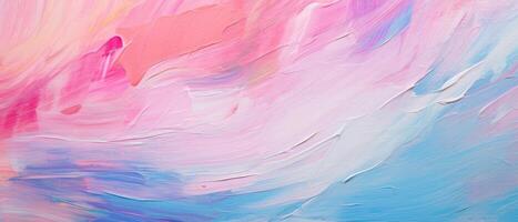ai gegenereerd boeiend detailopname presentatie van een abstract ruw kunst schilderij structuur met zacht pastel roze en levendig veelkleurig kleuren, ai gegenereerd. foto