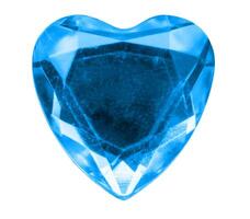 blauw hart vorm kristal valentijnsdag dag symbool sticker geïsoleerd Aan wit achtergrond foto