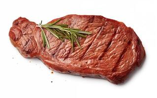 ai gegenereerd gegrild varkensvlees of rundvlees steaks met chili geïsoleerd Aan wit achtergrond foto