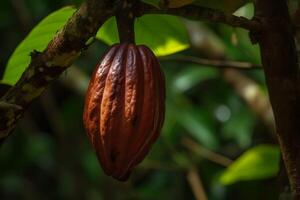 ai gegenereerd peul cacao bonen. genereren ai foto