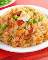 ai gegenereerd heerlijk pittig heet groente gebakken rijst- ai gegenereerd foto